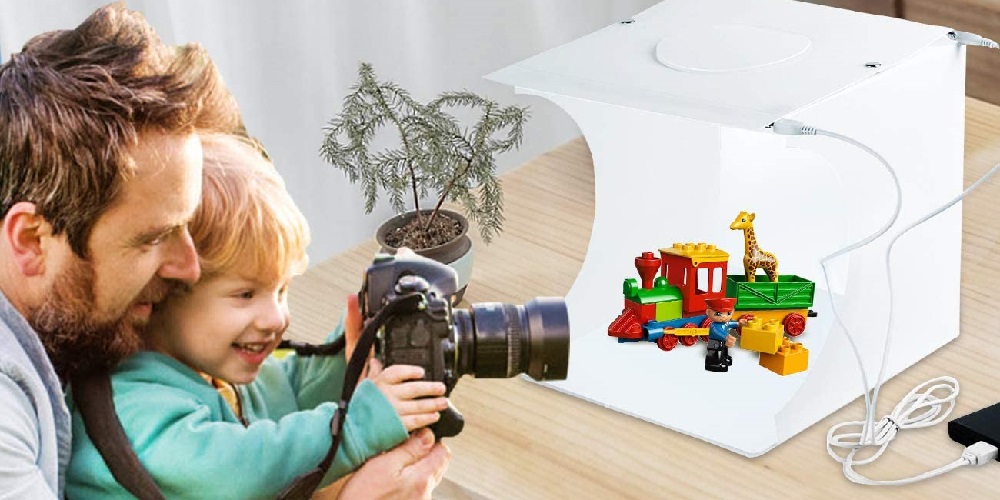 Mini Caisson Lumineux de Photographie Hopcd Mini Tente de Studio Photo Tente de tir à lumière annulaire LED Pliante Portable avec 6 Chiffons darrière-Plan pour la Photographie 